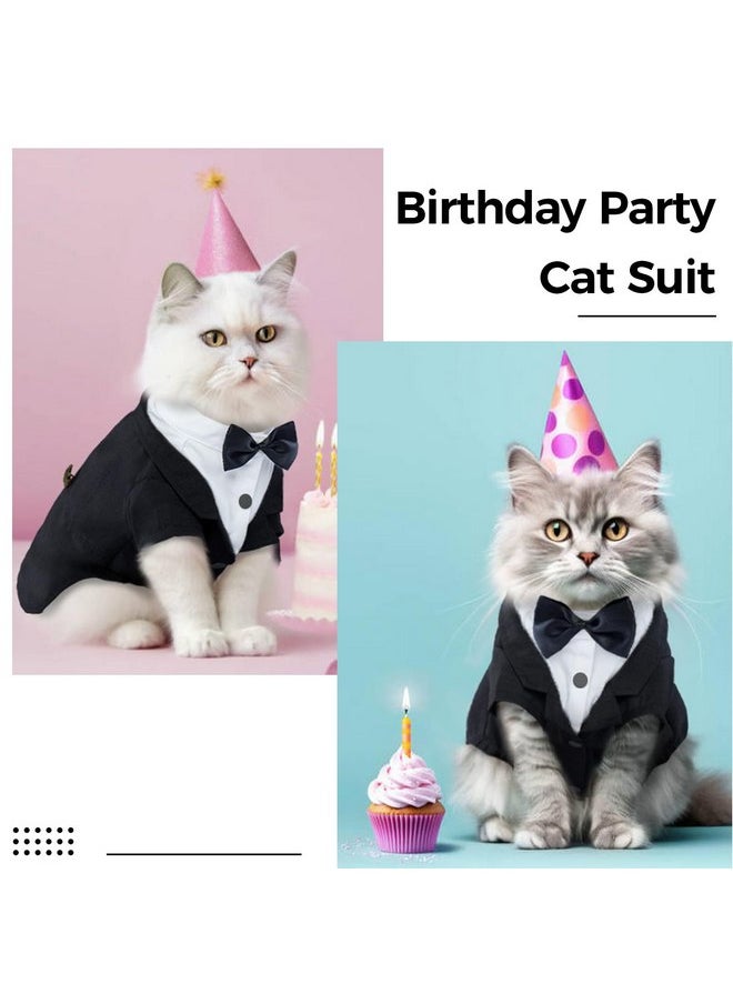 DENTRUN - DENTRUN Cat Tuxedo Outfit, Sphynx Cat Costume Formal Suit with Bow Tie, Stylish Cat Shirt Fashion Apparel Fancy Clothes, Kitten Formal Attire Wedding Onesie Costume for Cats Only - Image 1