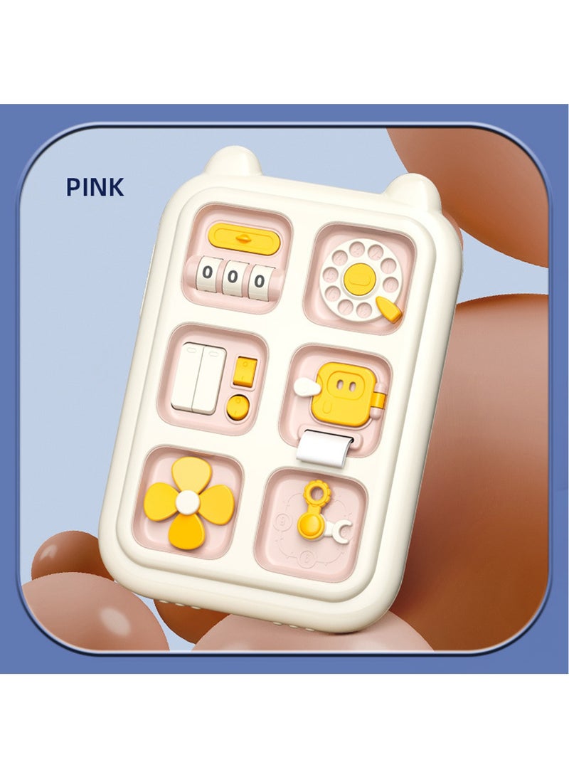 Stocking Stuffers for Toddlers, Montessori Busy Board Toys for Baby Toddlers, Busy Cube Sensory Toys Travel Toys for Kids with Autism, Birthday Gifts for Baby (Pink) - Image 1