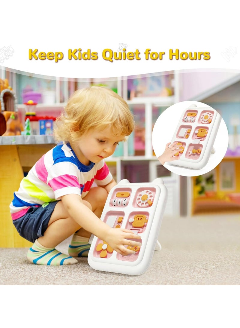 Stocking Stuffers for Toddlers, Montessori Busy Board Toys for Baby Toddlers, Busy Cube Sensory Toys Travel Toys for Kids with Autism, Birthday Gifts for Baby (Pink) - Image 5