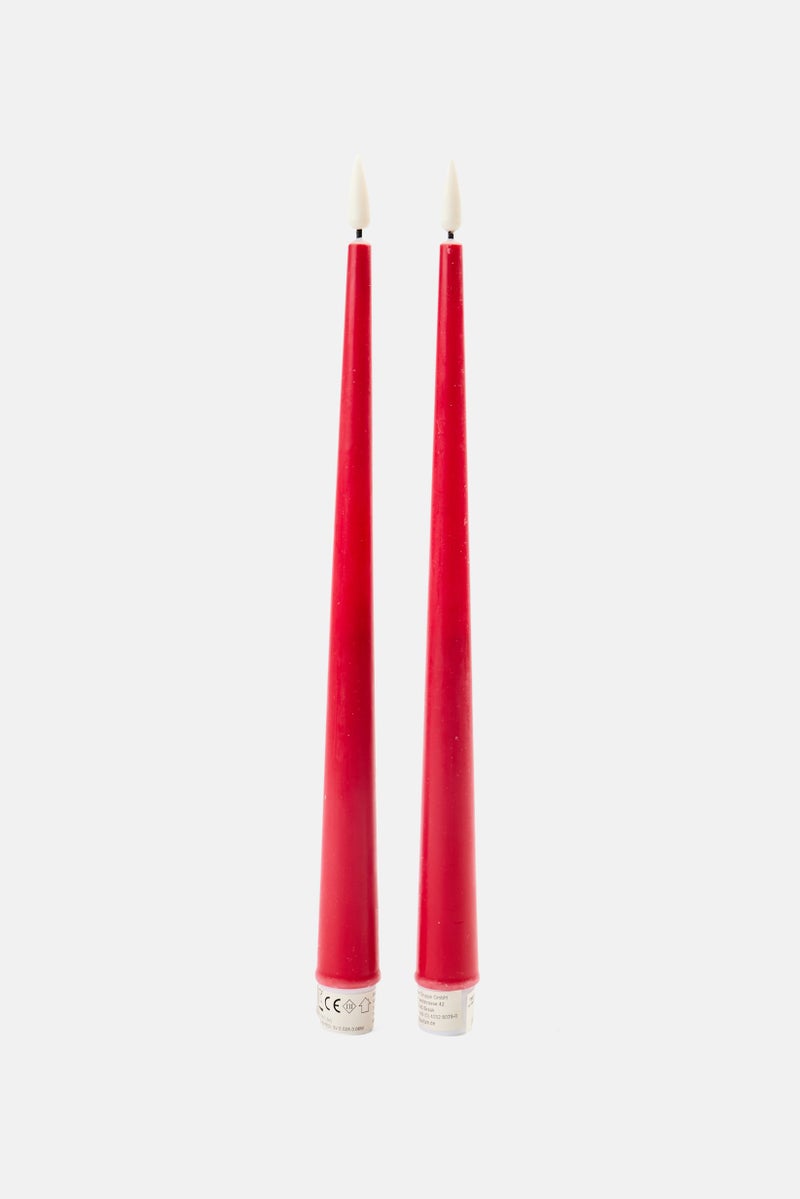 Boltze 2 Piece Round Led Candles 31 H  2 D cm, Red - Image 1