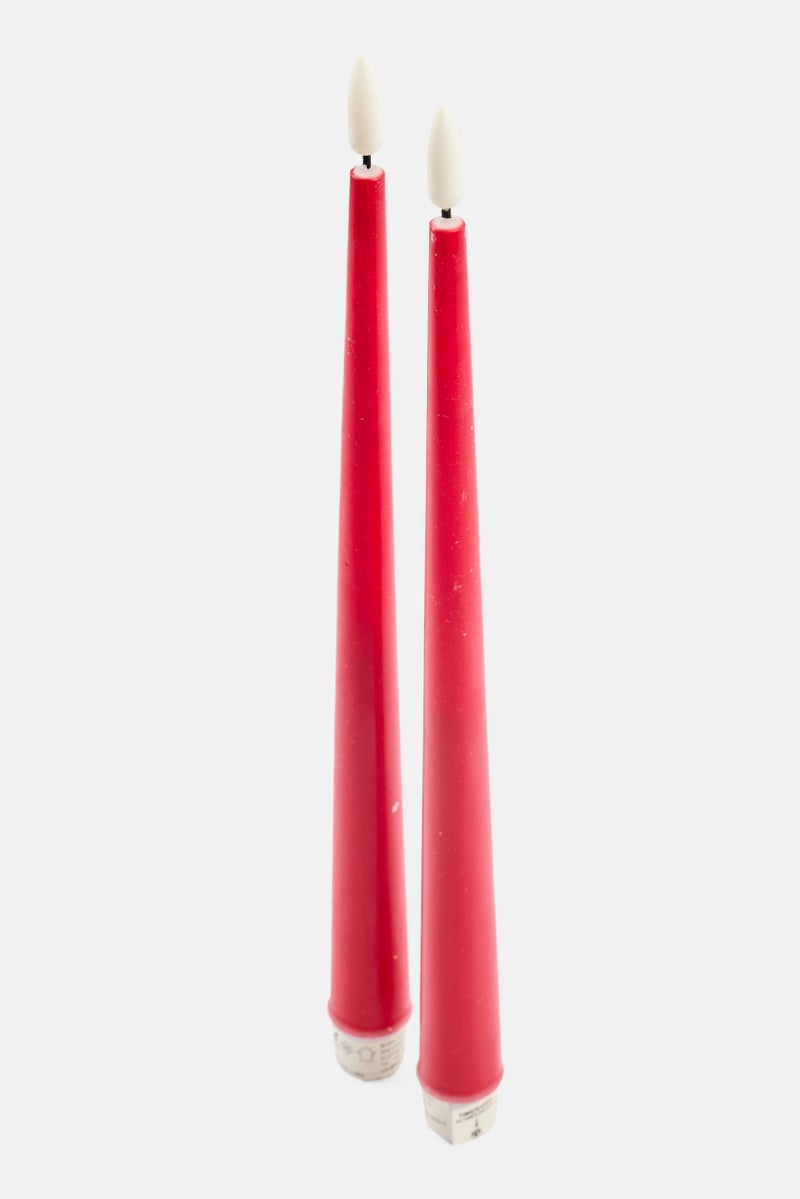 Boltze 2 Piece Round Led Candles 31 H  2 D cm, Red - Image 2