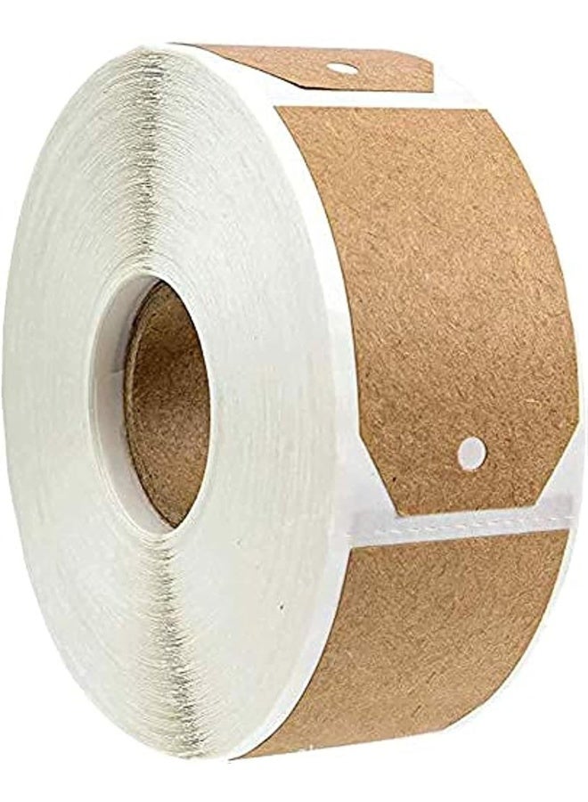 Premify 300 Pieces Brown Kraft Labels Stickers Roll, Tag Style Blank Kraft Paper Stickers Gift Tags For Cosmetic Gift Decoration Pantry Jars Food Jars Craft Kitchen Chalk Label - Image 1