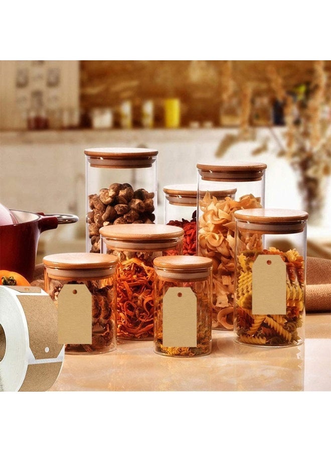 Premify 300 Pieces Brown Kraft Labels Stickers Roll, Tag Style Blank Kraft Paper Stickers Gift Tags For Cosmetic Gift Decoration Pantry Jars Food Jars Craft Kitchen Chalk Label - Image 4