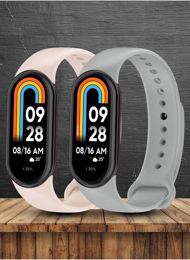 CATANES 2 Pack For Xiaomi Smart Band 8 Watch Bands Adjustable Comfortable Sport Replacement Strap for Xiaomi Mi Band 8 Wristband Bracelet Band for Women Men Multicolour  - Image 2