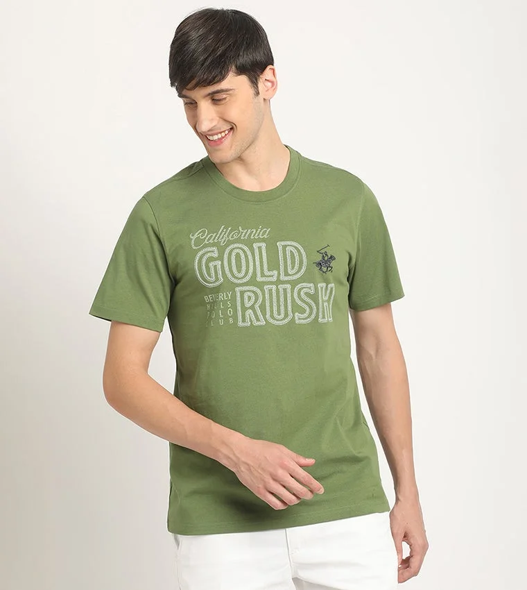 Beverly Hills Polo Club Beverly Hills Polo Club Green Printed Regular Fit T-Shirt