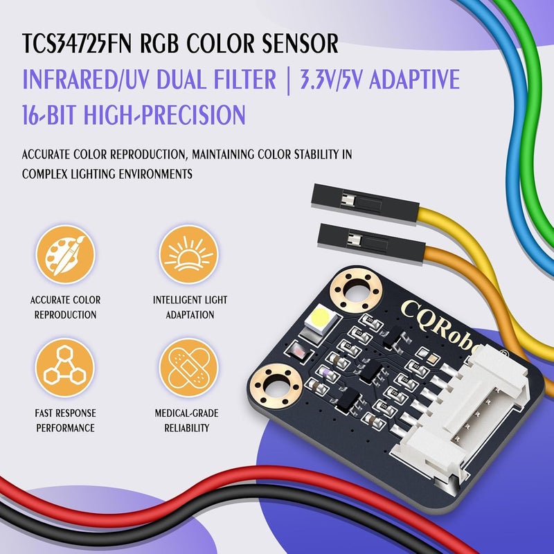 CQRobot TCS34725FN Color Sensor: RGB Color Data, Light Intensity, Compatible with Raspberry Pi/Arduino/STM32 - Image 2