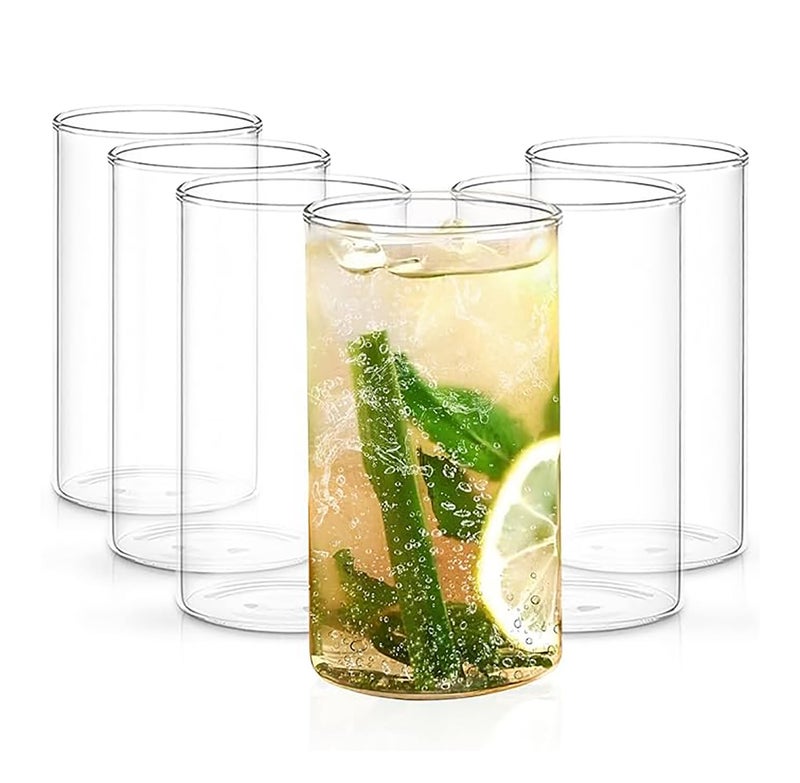 bellemax 350ML Borosilicate Juice and Water Glass Stylish Crystal Highball Drinking Glasses, Medium Size Tumbler Glasses for Juice, Water, Milk, lassi, Cocktails and Sharbat (TR-10, 6 Count) - Image 1