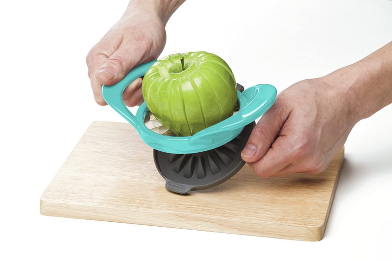 Progressive PrepWorks by Progressive Dishwasher Safe 16-Slice Thin Apple Slicer and Corer with Attached Safety Cover (Turquoise) - Image 2