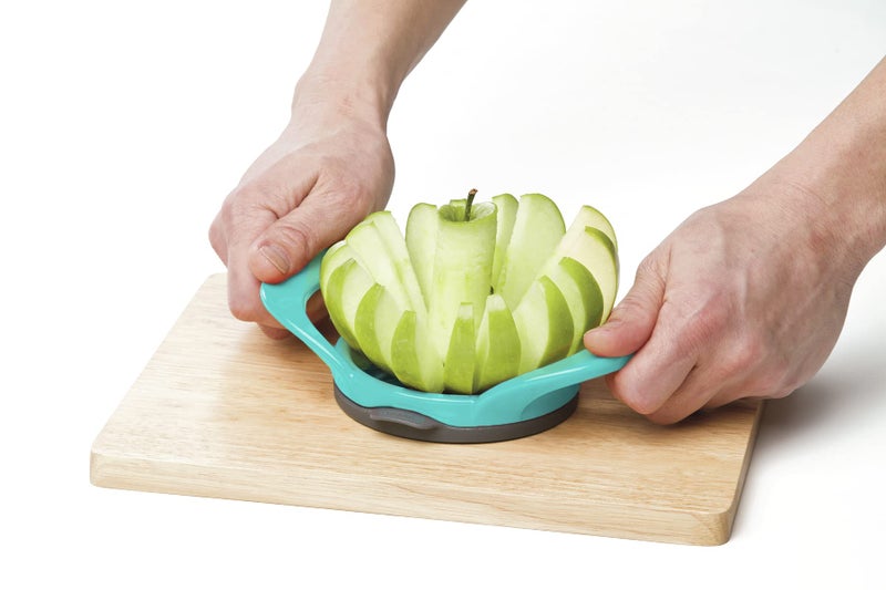 Progressive PrepWorks by Progressive Dishwasher Safe 16-Slice Thin Apple Slicer and Corer with Attached Safety Cover (Turquoise) - Image 3