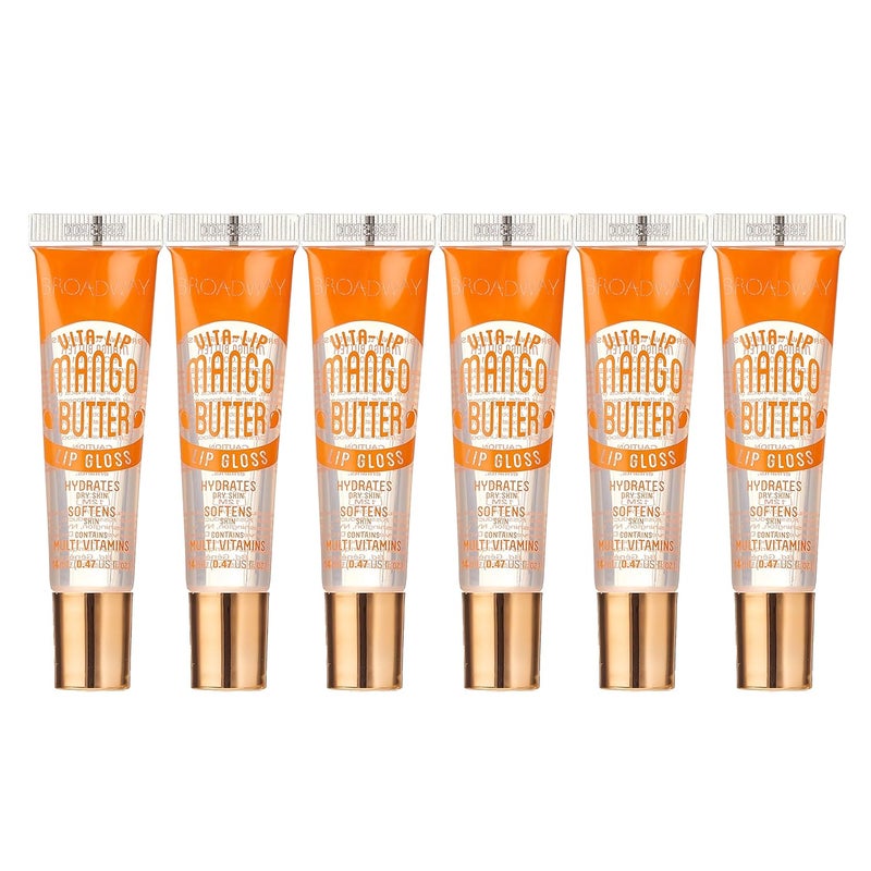 Ruby Kisses Broadway VitaLip Clear Lip Gloss Mango Butter 6 Pack UltraHydrating  Soothing Formula with MultiVitamin Oils HighShine NonSticky Finish Nourishing Glossy Lip Balm Softens Skin