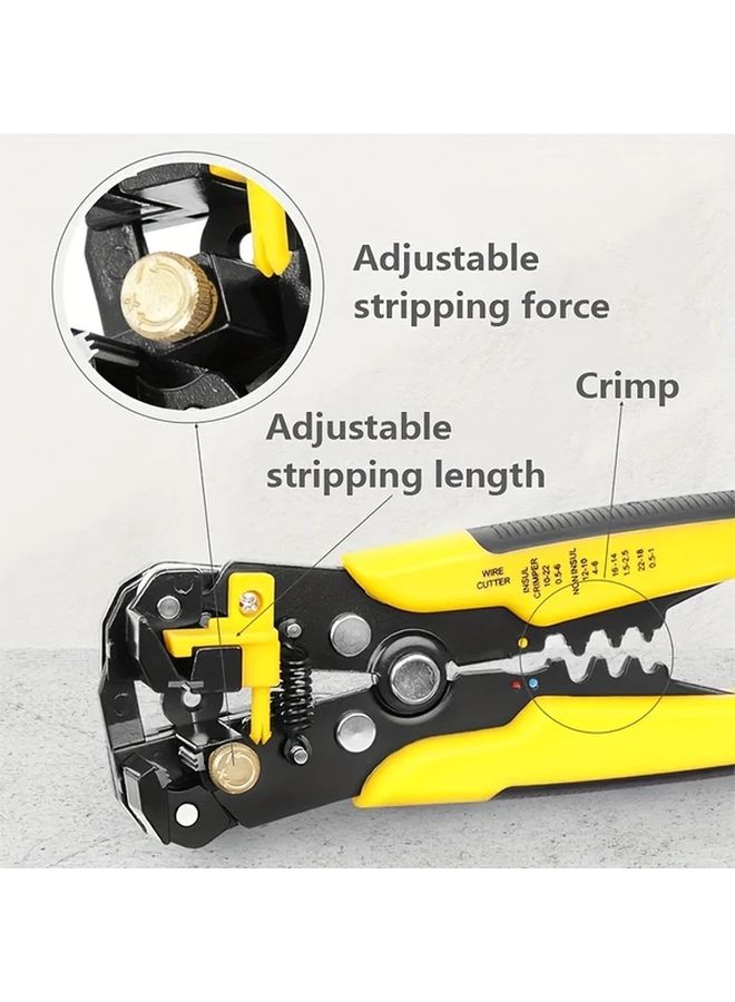 Yellow Automatic Wire Stripper Tool 3 In 1 Stripping Cutting Crimping 24 10 AWG Home Repair Electrician - Image 4