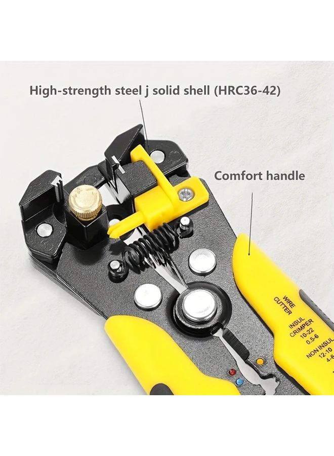 Yellow Automatic Wire Stripper Tool 3 In 1 Stripping Cutting Crimping 24 10 AWG Home Repair Electrician - Image 5