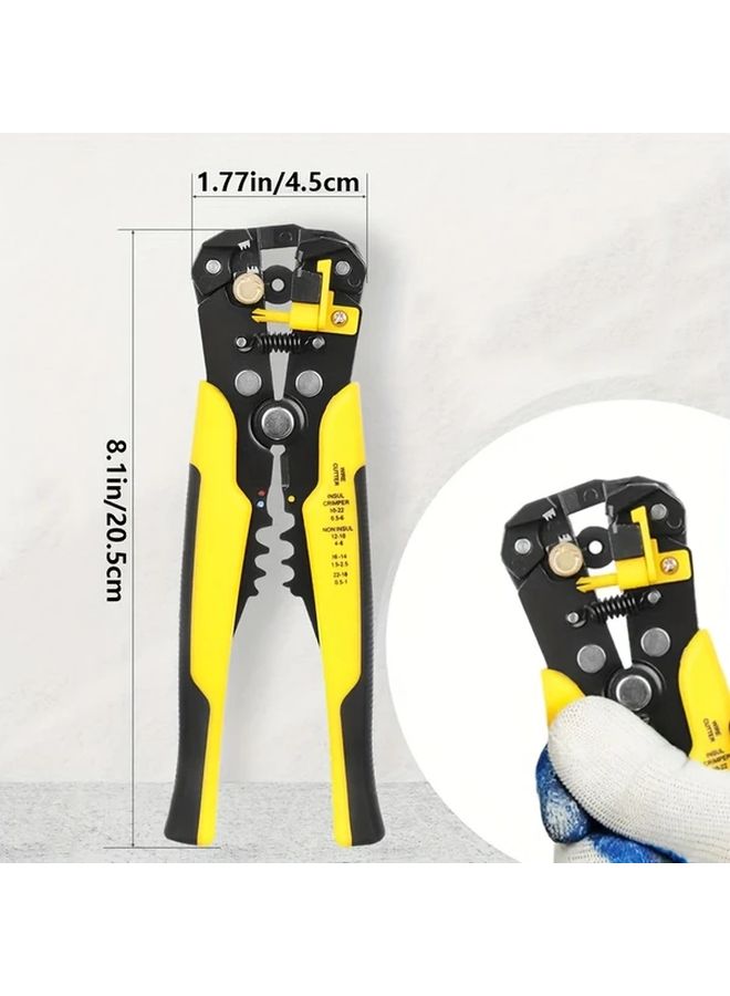 Yellow Automatic Wire Stripper Tool 3 In 1 Stripping Cutting Crimping 24 10 AWG Home Repair Electrician - Image 2