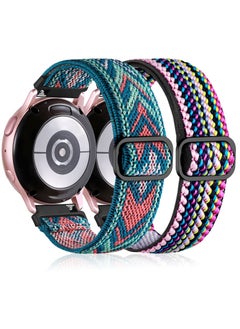 KASTWAVE (2 Pack) for Samsung Galaxy Watch 5 Band/Galaxy Watch 4 Band 40mm 44mm, Adjustable 20mm Stretchy Loop Strap for Watch 3 41mm/Galaxy Watch 42mm/Active 40mm Women Men, Arrow/Colorful Rope  - Image 1