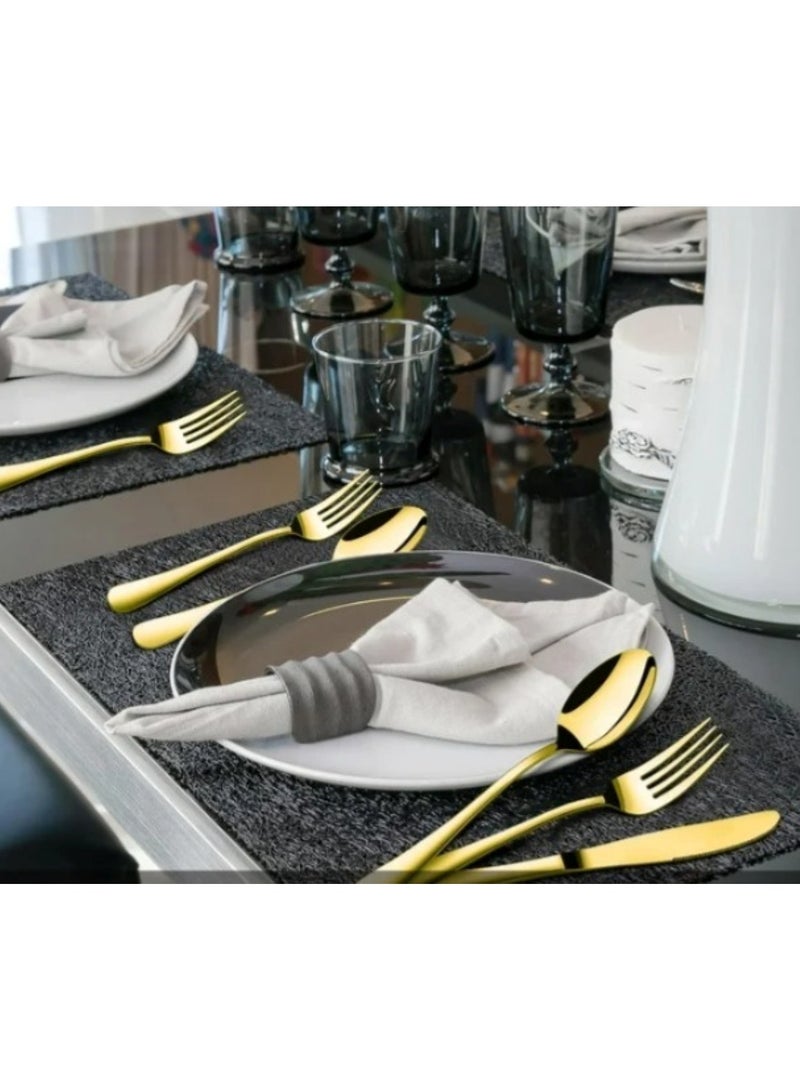 Huitich 24-Piece Stainless Steel Cutlery Set Gold Finish - Image 5