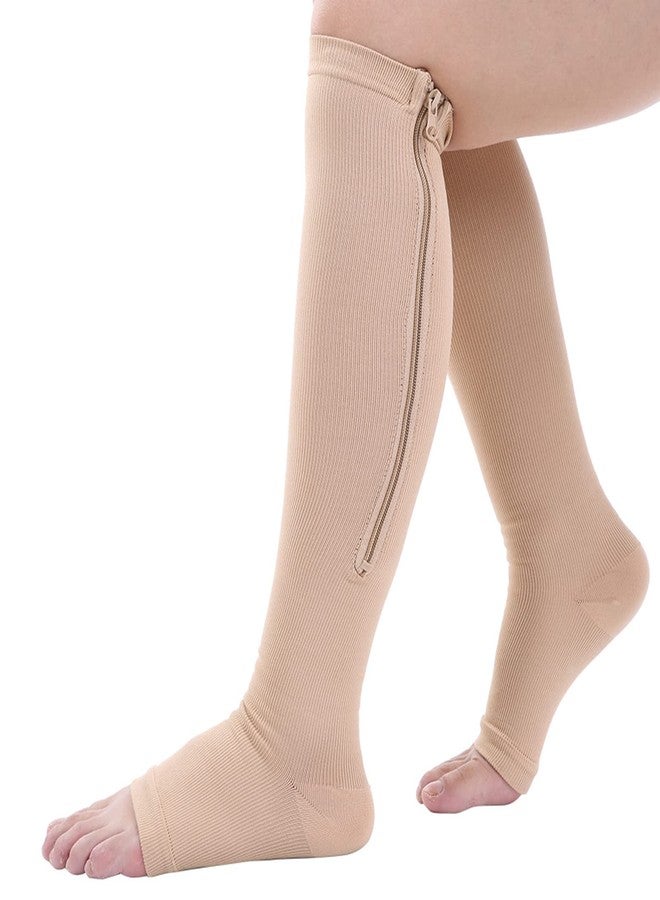 GOTOTOP Compression Socks with Zipper for Women Men, 15-20mmHg Open Toe Support for Circulation, Swelling Relief for Travel Nurses Running - Image 4