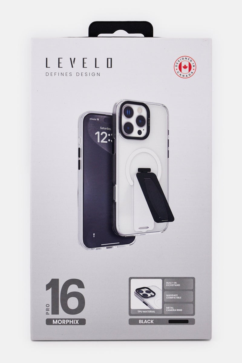 LEVELO iPhone 16 Pro Morphix Magsafe Case With Grip And Stand, Transparent - Image 2