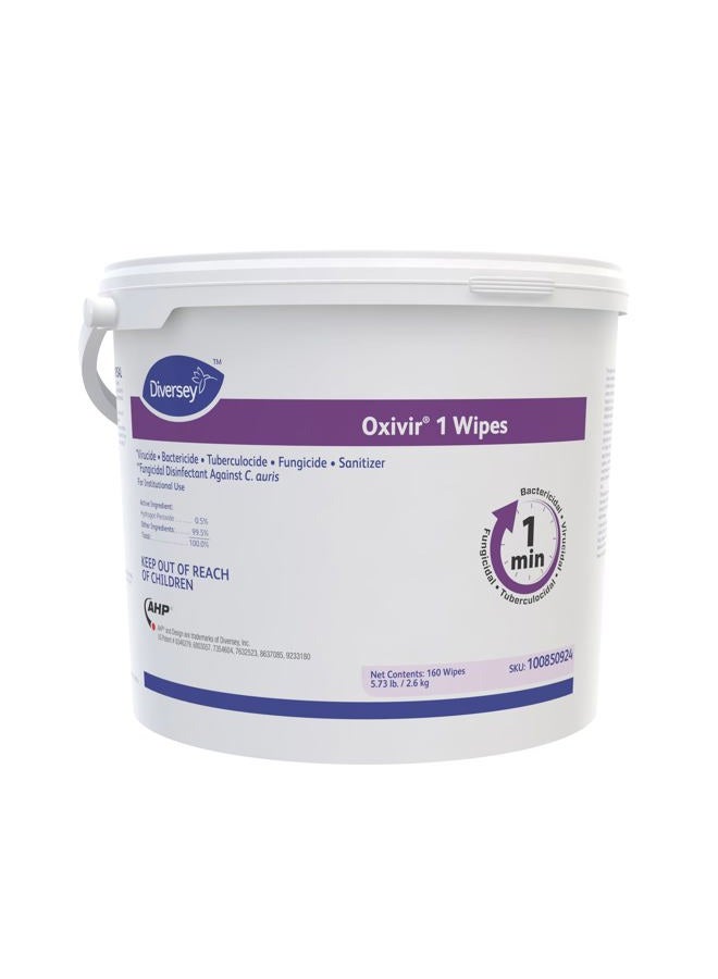 Oxivir ديفيرسي - 1 مناديل تنظيف مطهرة جاهزة للاستخدام (100850924) - 11" × 12" - 160 قطعة (عبوة من 1 دلو) - Image 1