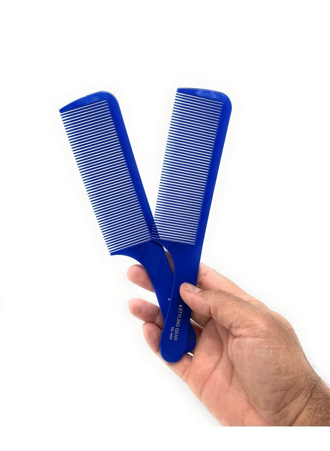 Styling Gear 400 Barber Combs Clipper Comb Cutting Combs Flexible Styling Blending Fades Mens Combs Flattop 2 Pcs. (Blue) - Image 1