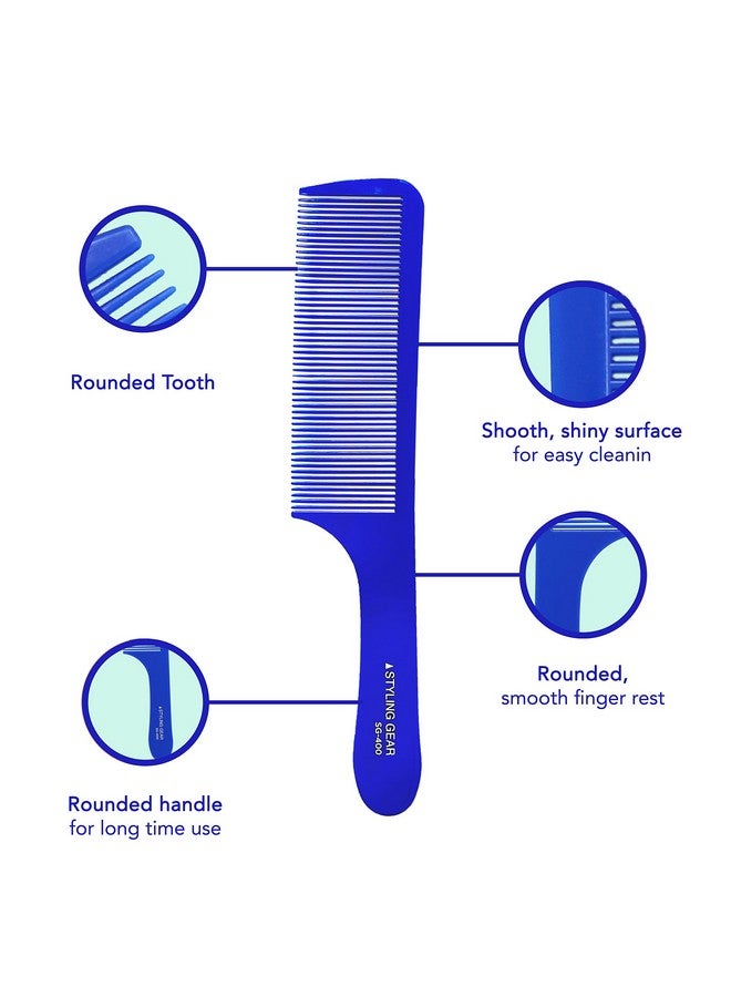 Styling Gear 400 Barber Combs Clipper Comb Cutting Combs Flexible Styling Blending Fades Mens Combs Flattop 2 Pcs. (Blue) - Image 5