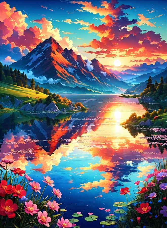 ldazao Mountain Paint By Numbers Kit For Adults Beginner Nature Adult Paint By Number Kits On Canvas Mountain Oil Painting Kit For Beginners Adults' Paint-By-Number Kits For Gift Home Wall Decor 16x20 Inch - Image 1