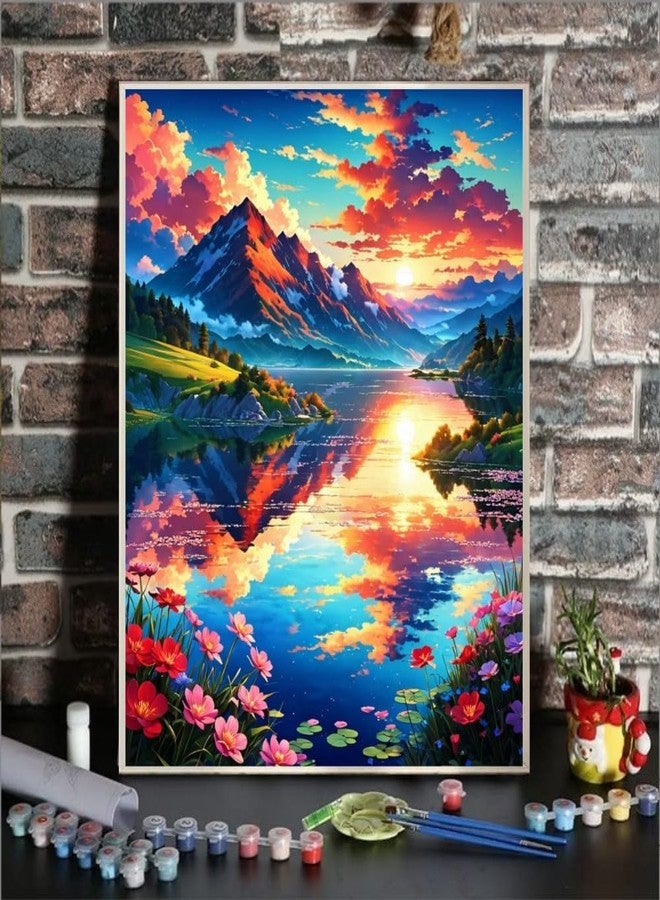 ldazao Mountain Paint By Numbers Kit For Adults Beginner Nature Adult Paint By Number Kits On Canvas Mountain Oil Painting Kit For Beginners Adults' Paint-By-Number Kits For Gift Home Wall Decor 16x20 Inch - Image 2