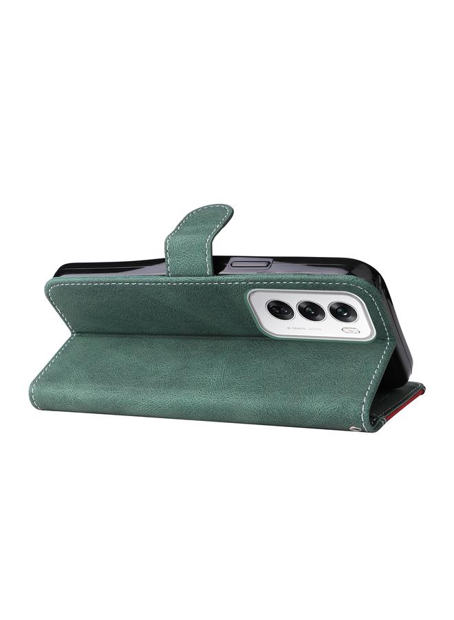 S-TOP Case For OPPO Reno12 5G Global Three Color Splicing Leather Phone Case - Image 5