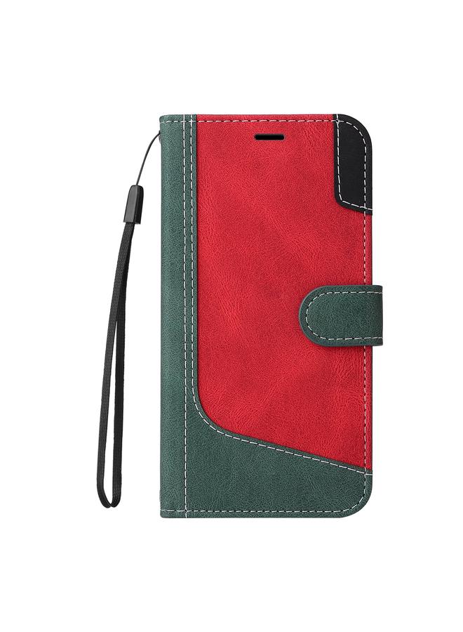 S-TOP Case For OPPO Reno12 5G Global Three Color Splicing Leather Phone Case - Image 2