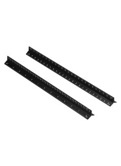 Thoraya 2Pcs Engineer Scale Set Black Imperial Aluminum Alloy Triangular Architects Scales Ruler  - Image 2