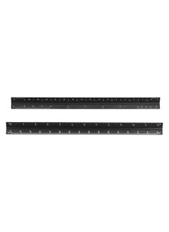 Thoraya 2Pcs Engineer Scale Set Black Imperial Aluminum Alloy Triangular Architects Scales Ruler  - Image 1