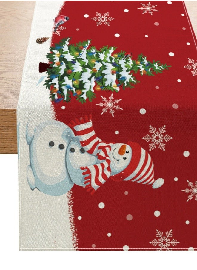 Generic - Christmas tree print tablecloth white/red 33x250cm - Image 1