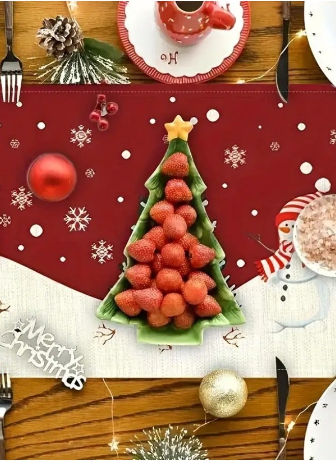 Generic - Christmas tree print tablecloth white/red 33x250cm - Image 1