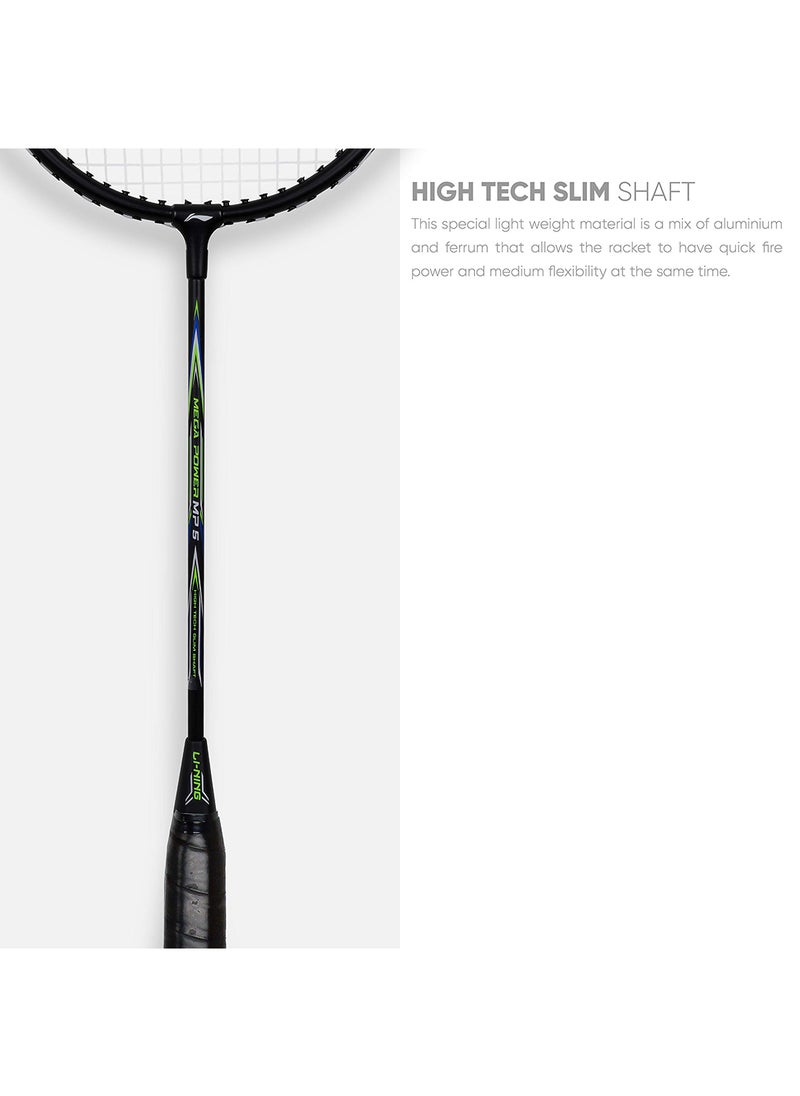 Mega Power 9 Aluminium Strung Badminton Racket with Full Racket Cover | For Beginners | 95 grams |Maximum String Tension - 24lbs