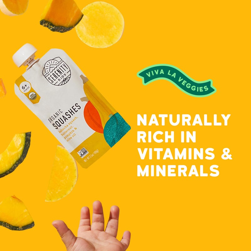 Serenity Kids 6+ Months Squash Veggie Baby Food Puree Pouches - BPA-Free & USDA Organic & Allergen Free - No Added Sugars - 3.5 Oz 12 Pack - Image 5