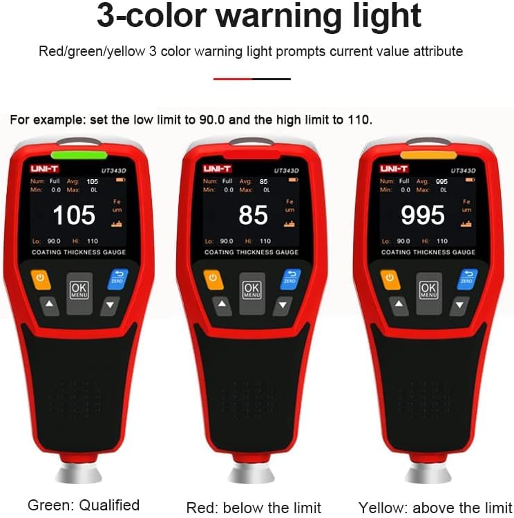 Uni-t UT343D Coating Thickness Gauge with LCD Backlight - Digital FE/NFE Metal Car Paint Thickness Tester - Image 5