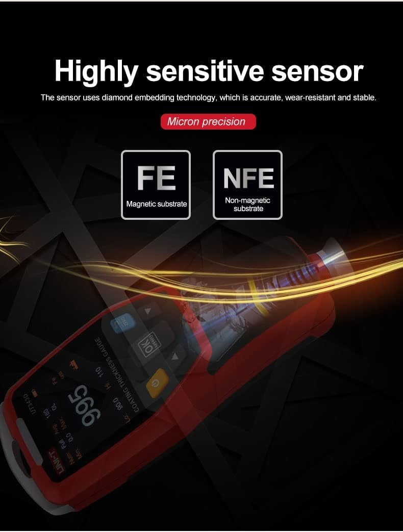 Uni-t UT343D Coating Thickness Gauge with LCD Backlight - Digital FE/NFE Metal Car Paint Thickness Tester - Image 4