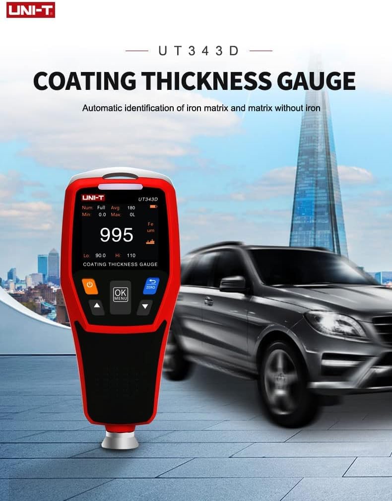 Uni-t UT343D Coating Thickness Gauge with LCD Backlight - Digital FE/NFE Metal Car Paint Thickness Tester - Image 2