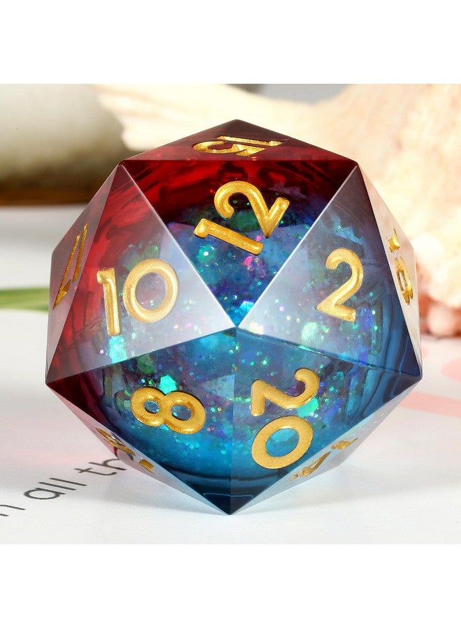 DNDND D Dice D20 33Mm, Glitter And Paillette Liquid 20 Sided Dice Dndnd With Gorgeous Gift Box For Dungeons And Dragons (Red & Blue) - Image 1