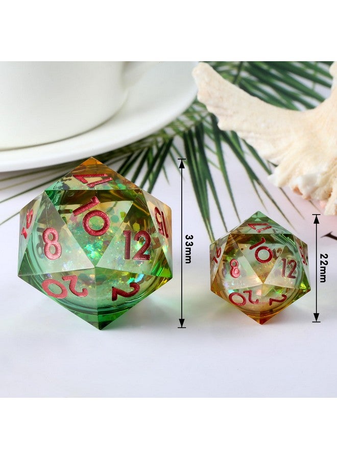 DNDND D Dice D20 33Mm, Glitter And Paillette Liquid 20 Sided Dice Dndnd With Gorgeous Gift Box For Dungeons And Dragons (Red & Blue) - Image 2