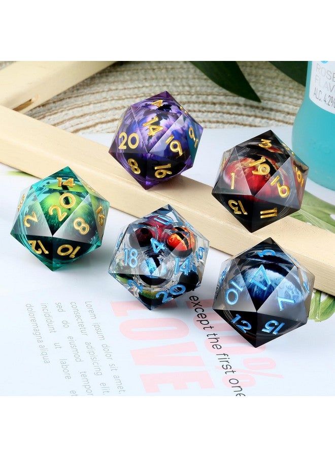 DNDND D Dice D20 33Mm, Glitter And Paillette Liquid 20 Sided Dice Dndnd With Gorgeous Gift Box For Dungeons And Dragons (Red & Blue) - Image 3