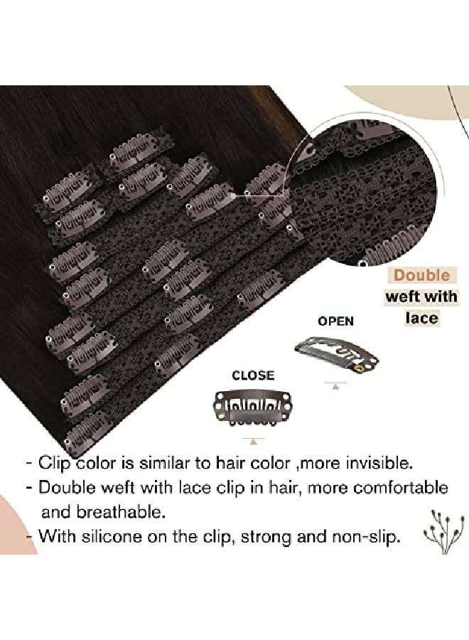 Ugeat 18 Inch Hair Extensions Clip In 2/6/12 Balayage Darkest Brown To Light Brown With Blonde Extensions Clip Ins 10 Pieces Clip In Hair Extensions Real Human Hair 120 Grams - Image 4