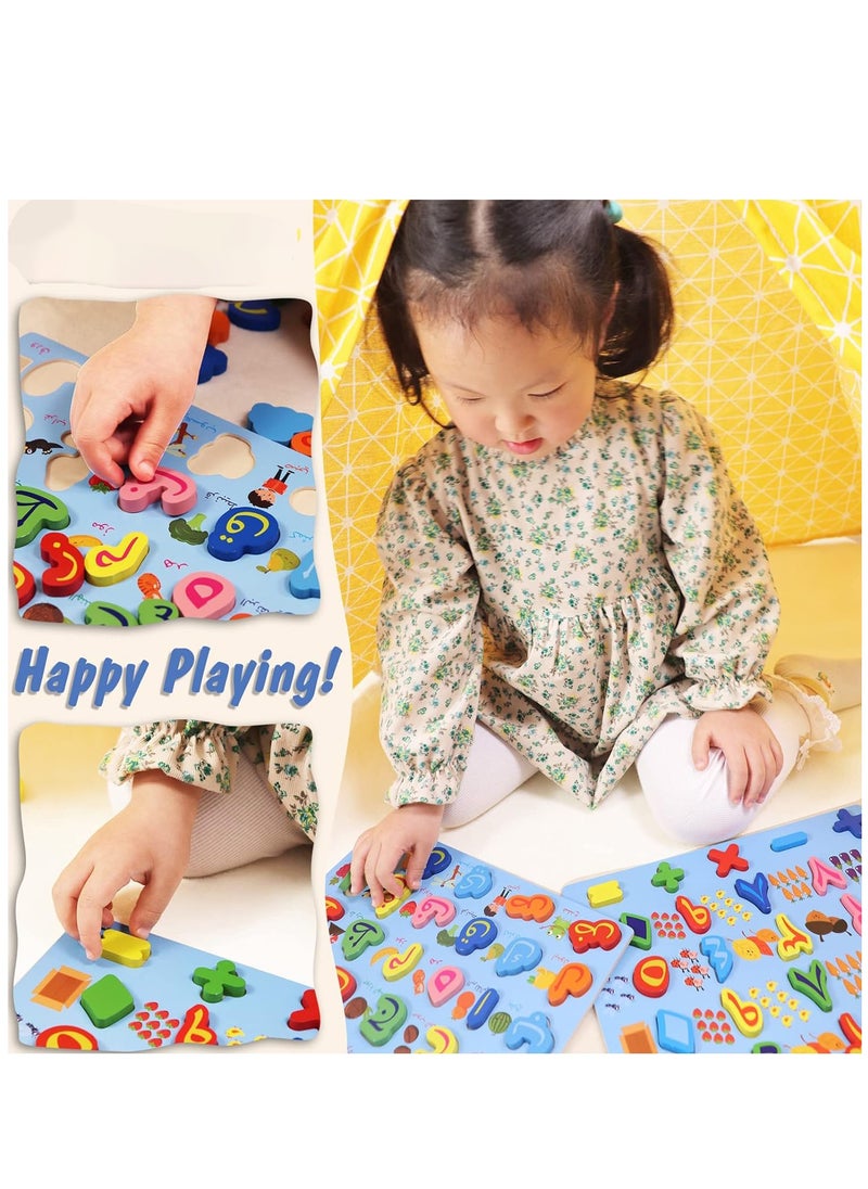 Arabic Alphabet Wooden Board 2 Pack Arabic Numbers Puzzle Arabic Wooden Puzzle Preschool Educational Montessori Toy Puzzle Wooden Arabic Recognition Puzzle Arabic Matching Board for Toddlers