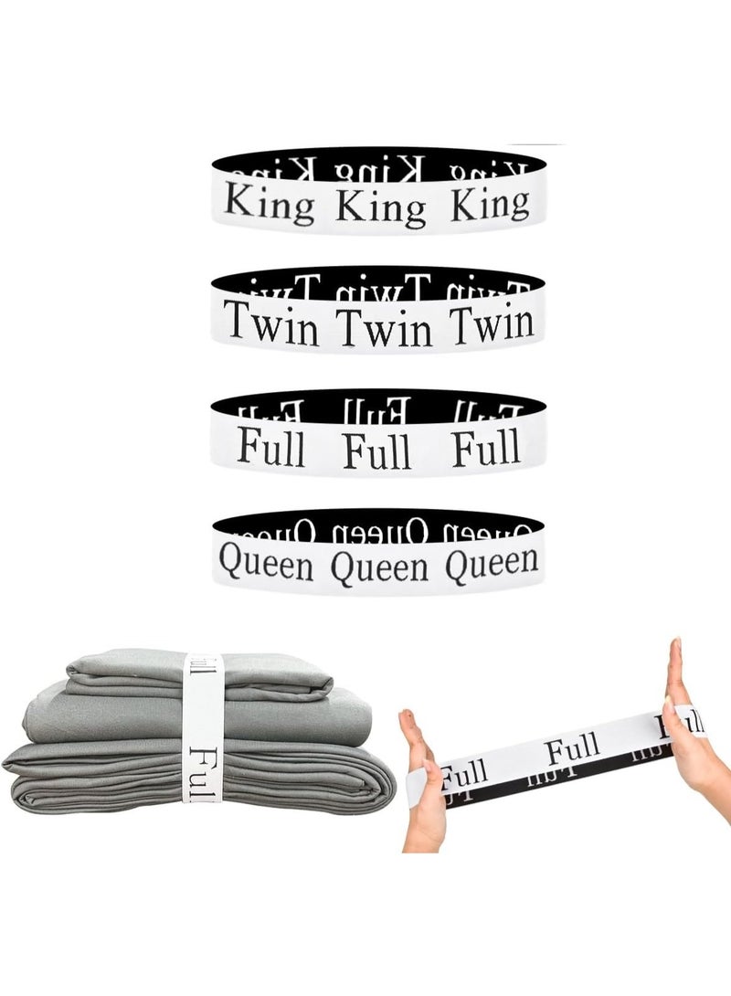 مجموعة من 8 أشرطة لتنظيم ملاءات السرير، وأشرطة لتنظيم ملاءات الخزانة، وأشرطة ملصقات التخزين، وشريط مطاطي مرن للملاءات لزيادة مساحة التخزين لديك (تشكيلة) - Image 1