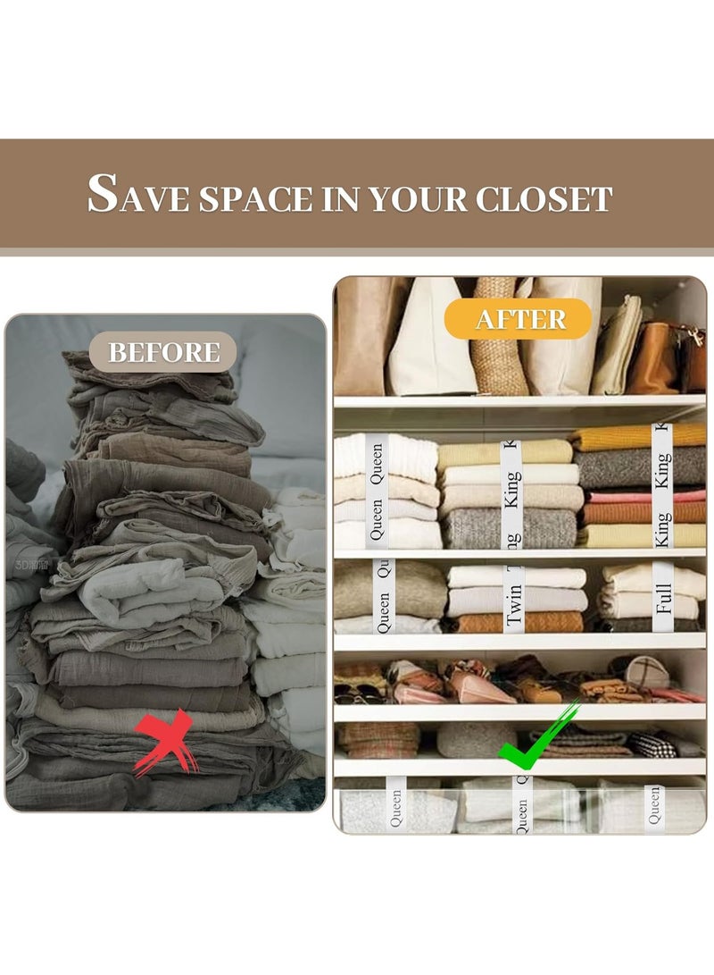 مجموعة من 8 أشرطة لتنظيم ملاءات السرير، وأشرطة لتنظيم ملاءات الخزانة، وأشرطة ملصقات التخزين، وشريط مطاطي مرن للملاءات لزيادة مساحة التخزين لديك (تشكيلة) - Image 5