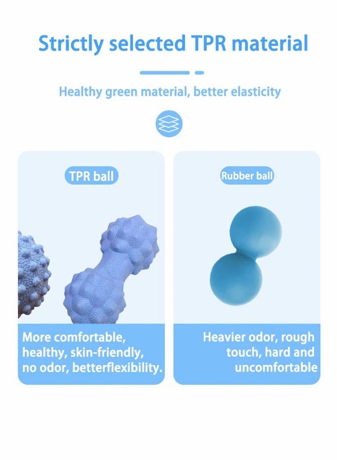 كرة تدليك، كرة تدليك يوجا لكرات لاكروس، مدلك مزدوج للأنسجة العميقة، علاج نقاط الزناد، تحرير اللفافة العضلية، لالتمزقات العضلية، ألم توتر العضلات، زرقاء - Image 4