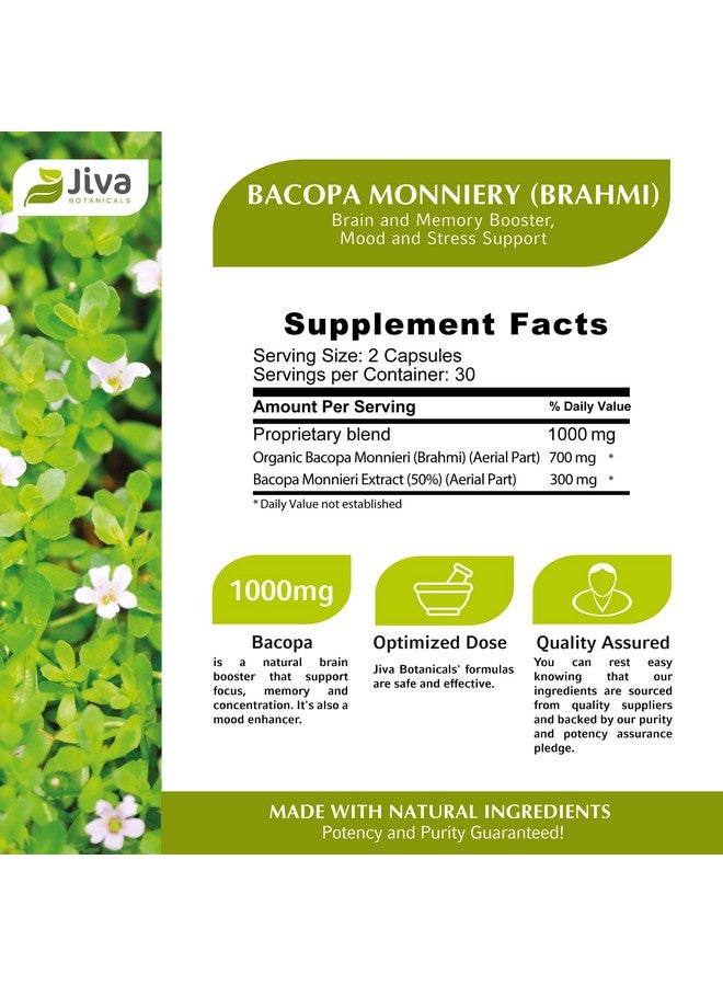 Jiva BOTANICALS Bacopa Monnieri/Brahmi Capsules Organic Bacopa Supplement Bacopa Monnieri Extract 300Mg All Natural Health Supplement Supports Brain For Focus Energy Memory & Clarity 60 Capsules - Image 5