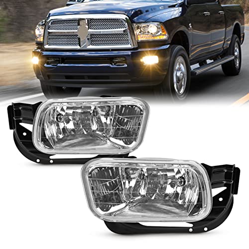 WEZEMLIGHT Fog Lights Assembly Replacement For 2009-2012 Dodge Ram 1500 2010-2018 Dodge Ram 2500 3500 Pickup Truck With H10 12V 42W Halogen Bulbs 1 pair - Image 1