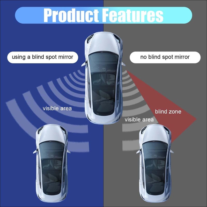 LHDOS 2PCS Bling Round Car Blind Spot Mirrors, 2'' Crystal Diamond Adjustable 360° Wide Angle Car Side Rear View Mirror, HD Glass Convex Mirror with Frame for Cars, Trucks, SUVs (Colorful) - Image 3