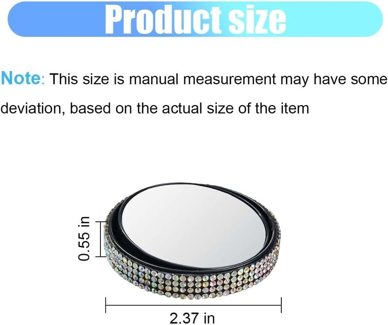 LHDOS 2PCS Bling Round Car Blind Spot Mirrors, 2'' Crystal Diamond Adjustable 360° Wide Angle Car Side Rear View Mirror, HD Glass Convex Mirror with Frame for Cars, Trucks, SUVs (Colorful) - Image 2
