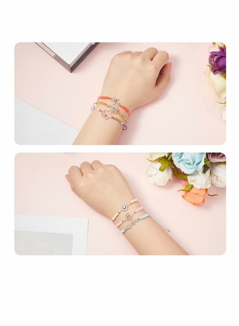 Excefore Beaded Bracelets Colorful Braided Rope Bracelets Adjustable Good Luck Amulet Bangle Handmade Bracelets Charm Strand Bracelet for Women Girls Boys 12 Pieces - Image 2